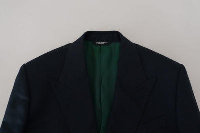 Dolce & Gabbana Blue Double Breasted Formal Coat Blazer