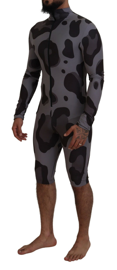 Dolce & Gabbana Gray Patterned Polyester Wetsuit Swimwear