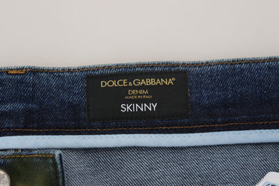 Dolce & Gabbana Blue Green Skinny Cotton Denim Jeans