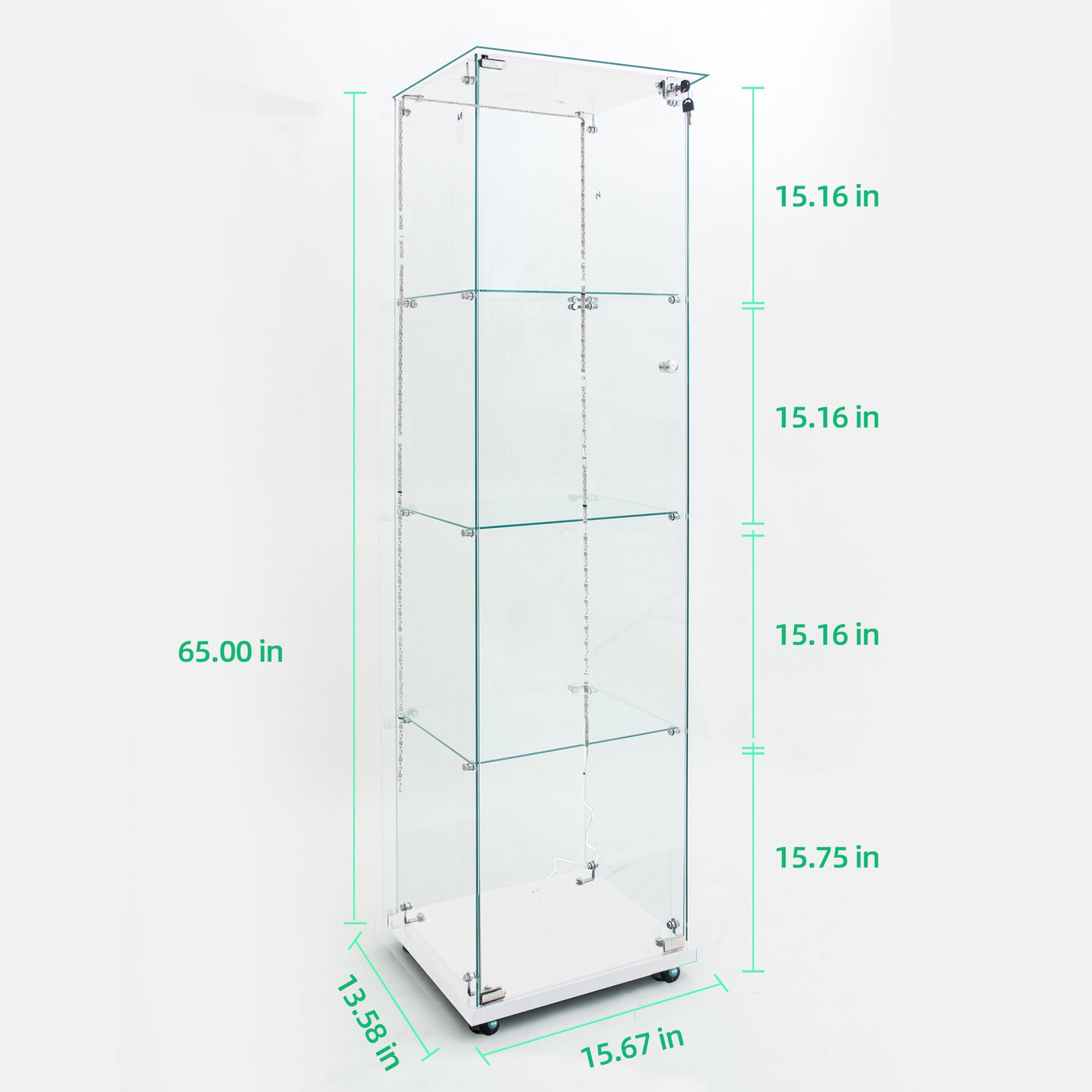 Tempered Glass Display Cabinet,Wine Cabinet, Storage Cabinet,File Cabinet, Tempered Glass Top,Bluetooth LED Light Strip,with Door Lock,suitable for Living Room, Bedroom,Hallway,Office,color:white