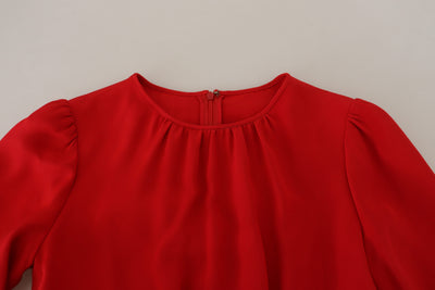 Dolce & Gabbana Red Silk Sheath A-line Knee Length Dress