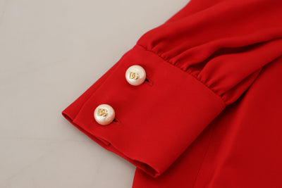 Dolce & Gabbana Red Silk Sheath A-line Knee Length Dress