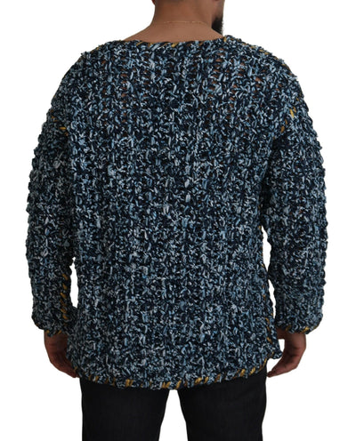 Dolce & Gabbana Blue Button Cardigan Fatto A Mano Sweater