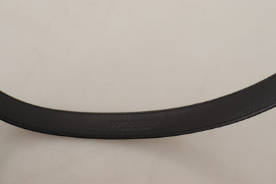 Dolce & Gabbana Black Calf Leather Silver Logo Metal Buckle Belt