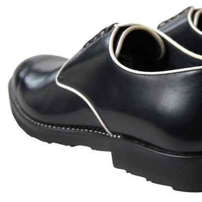 Dolce & Gabbana Black White Leather Formal Shoes