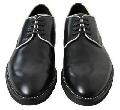 Dolce & Gabbana Black White Leather Formal Shoes