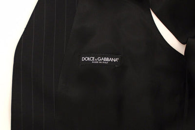 Dolce & Gabbana Black Striped Wool Silk Dress Vest Gilet