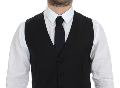 Dolce & Gabbana Black Wool Silk Stretch Dress Vest Blazer