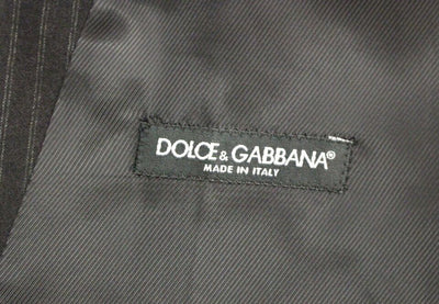 Dolce & Gabbana Black Striped Wool Single Breasted Vest