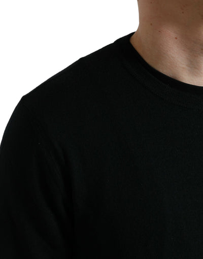 Dolce & Gabbana Black Wool Round Neck Pullover Sweater
