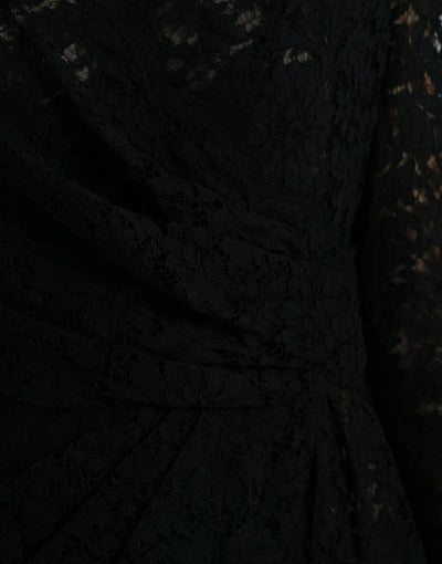 Dolce & Gabbana Black Bodycon Lace Cotton Sheath Mini Dress