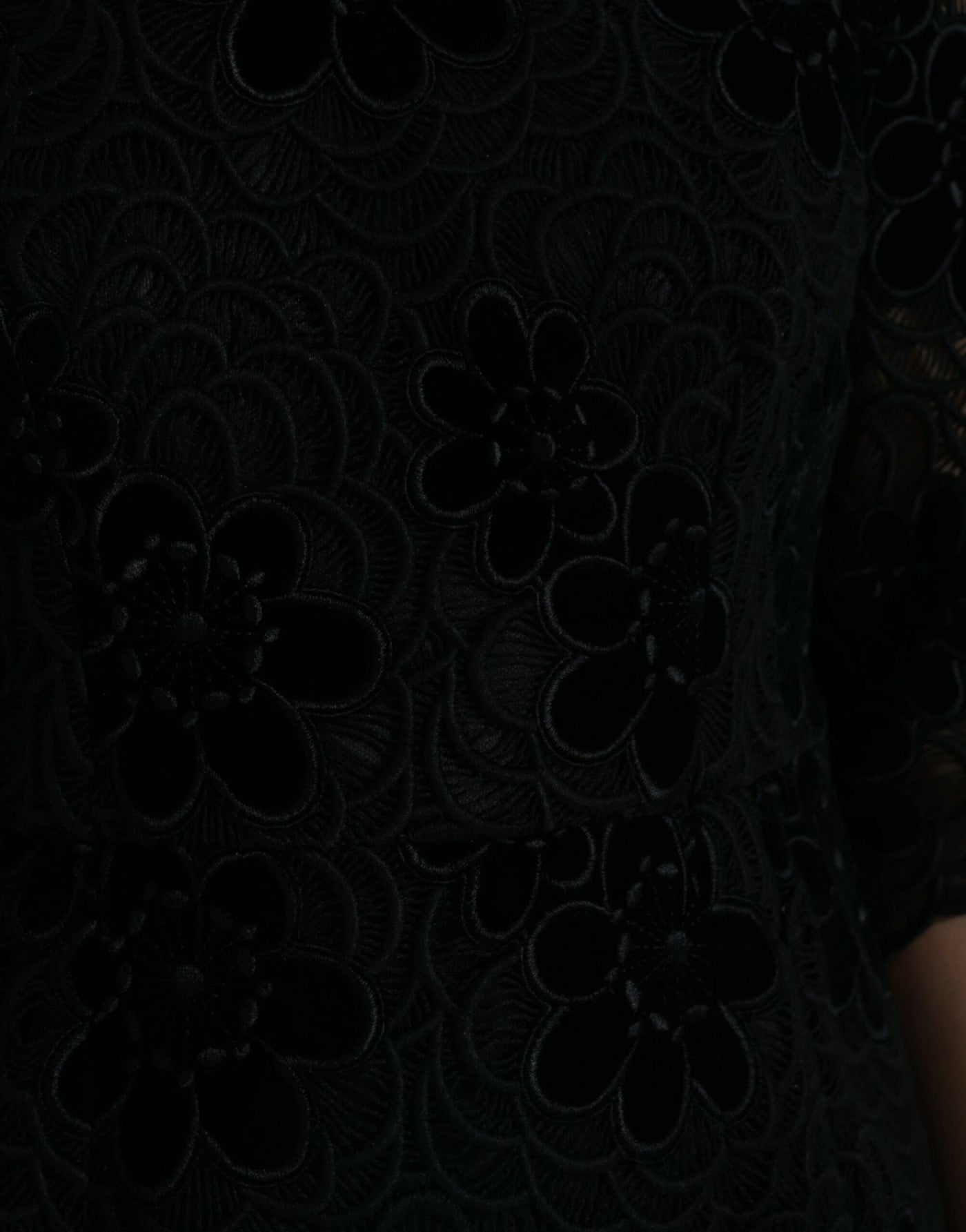 Dolce & Gabbana Black Floral Lace Cotton Bodycon Dress