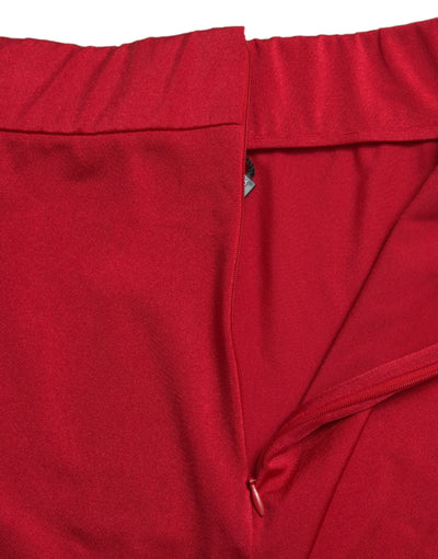 Dolce & Gabbana Red Stretch High Waist Cropped Leggings Pants