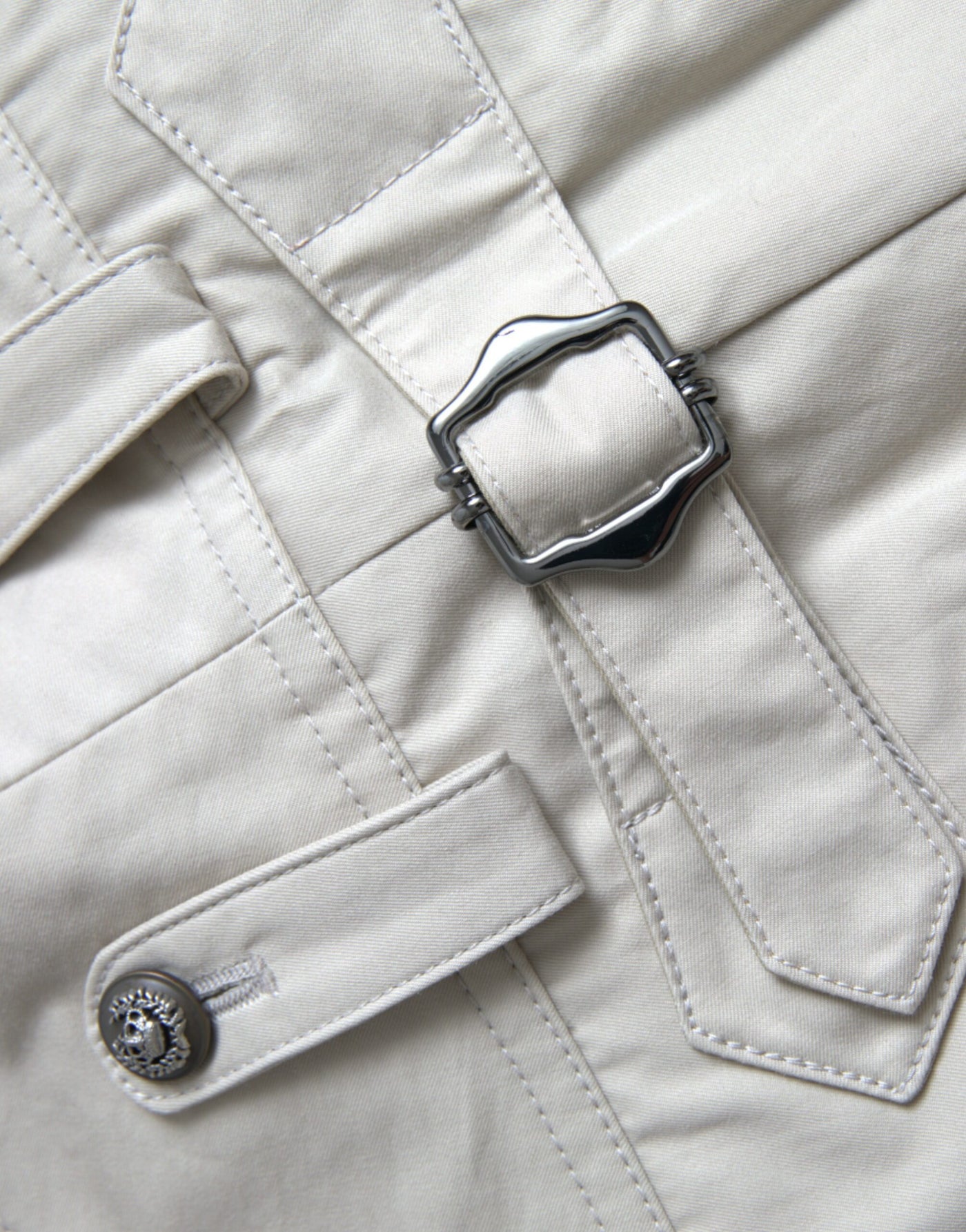 Dolce & Gabbana Beige Cotton High Waist Tapered Pants