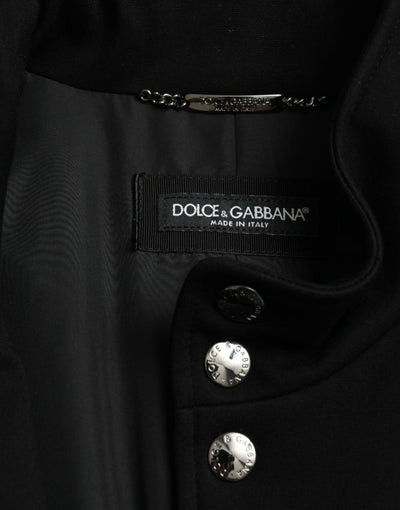Dolce & Gabbana Black Rayon Buttoned Vest Logo Jacket
