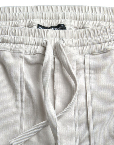 Dolce & Gabbana Beige Cotton Corduroy Logo Bermuda Shorts