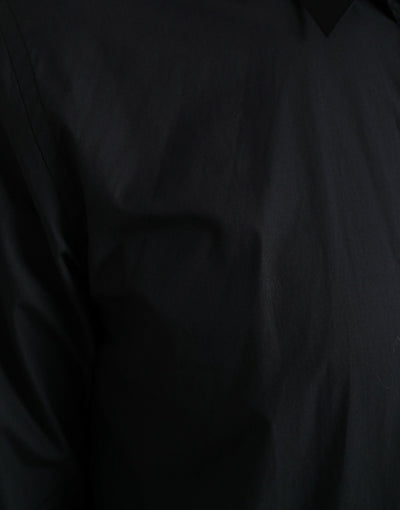Dolce & Gabbana Navy Blue Cotton Collared Formal Dress Shirt