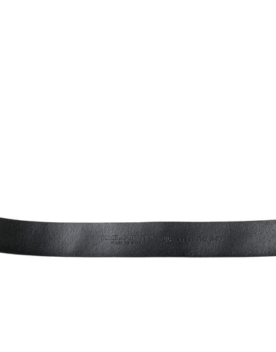 Dolce & Gabbana Black Embellished Leather Engraved Buckle Belt