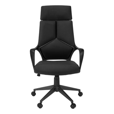 Office Chair, Adjustable Height, Swivel, Ergonomic, Armrests, Computer Desk, Work, Black Fabric, Black Metal, Contemporary, Modern