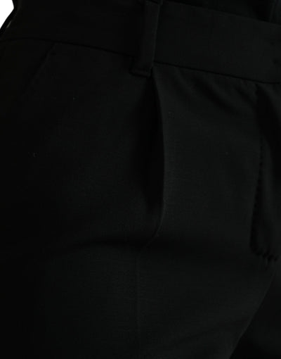 Dolce & Gabbana Black Wool Mid Waist Tapered Pants