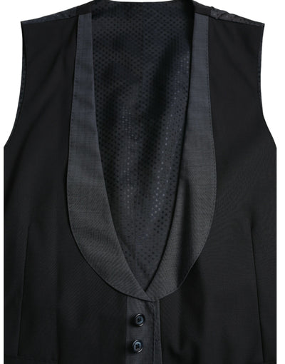 Dolce & Gabbana Black Wool Waistcoat Dress Formal Vest