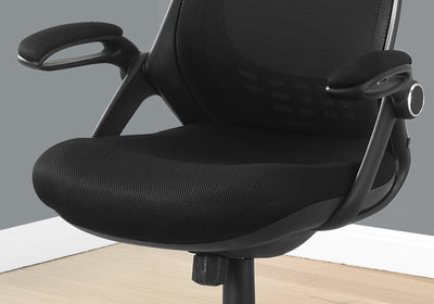 Office Chair, Adjustable Height, Swivel, Ergonomic, Armrests, Computer Desk, Work, Black Mesh, Chrome Metal, Contemporary, Modern