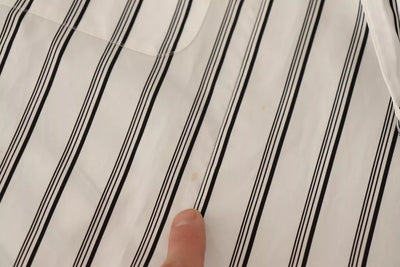 Dolce & Gabbana White Striped Cotton Robe Coat Wrap Jacket