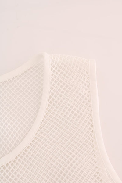 Dolce & Gabbana White Net Tank Transparent Top
