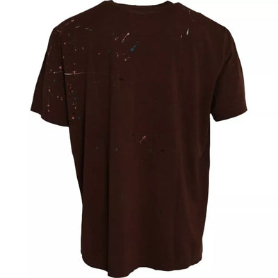 Dolce & Gabbana Brown Color Splash Cotton Crew Neck T-shirt