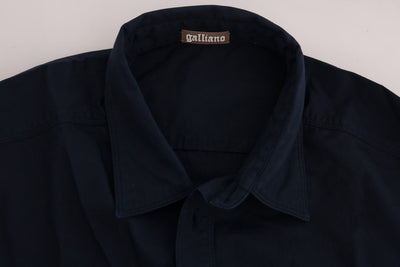John Galliano Blue Casual Cotton Long Sleeve Shirt