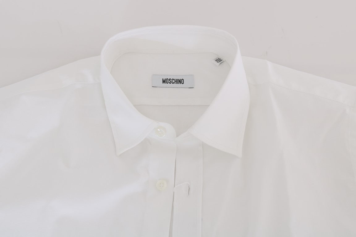 Moschino White Cotton Stretch Slim Fit Dress Shirt