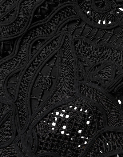 Dolce & Gabbana Black Floral Lace HighWaist Pencil Cut Skirt