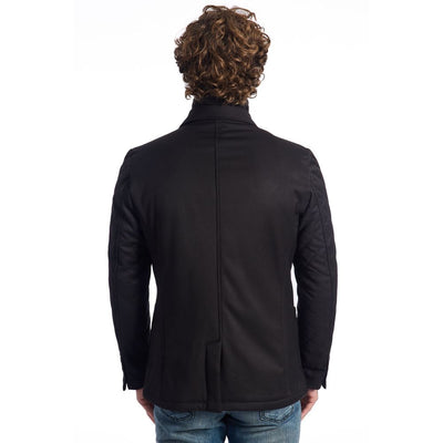 Roberto Pepe Luxury Black Wool Men Jacket