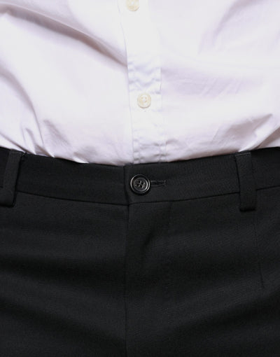 Dolce & Gabbana Black Wool Skinny Men Dress Pants