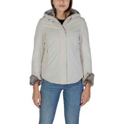 Suns Cream Polyester Jackets & Coat