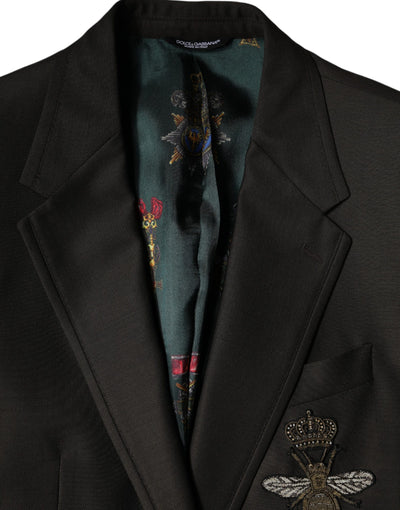 Dolce & Gabbana Blazer Brown Green Bee Wool Jacket Coat