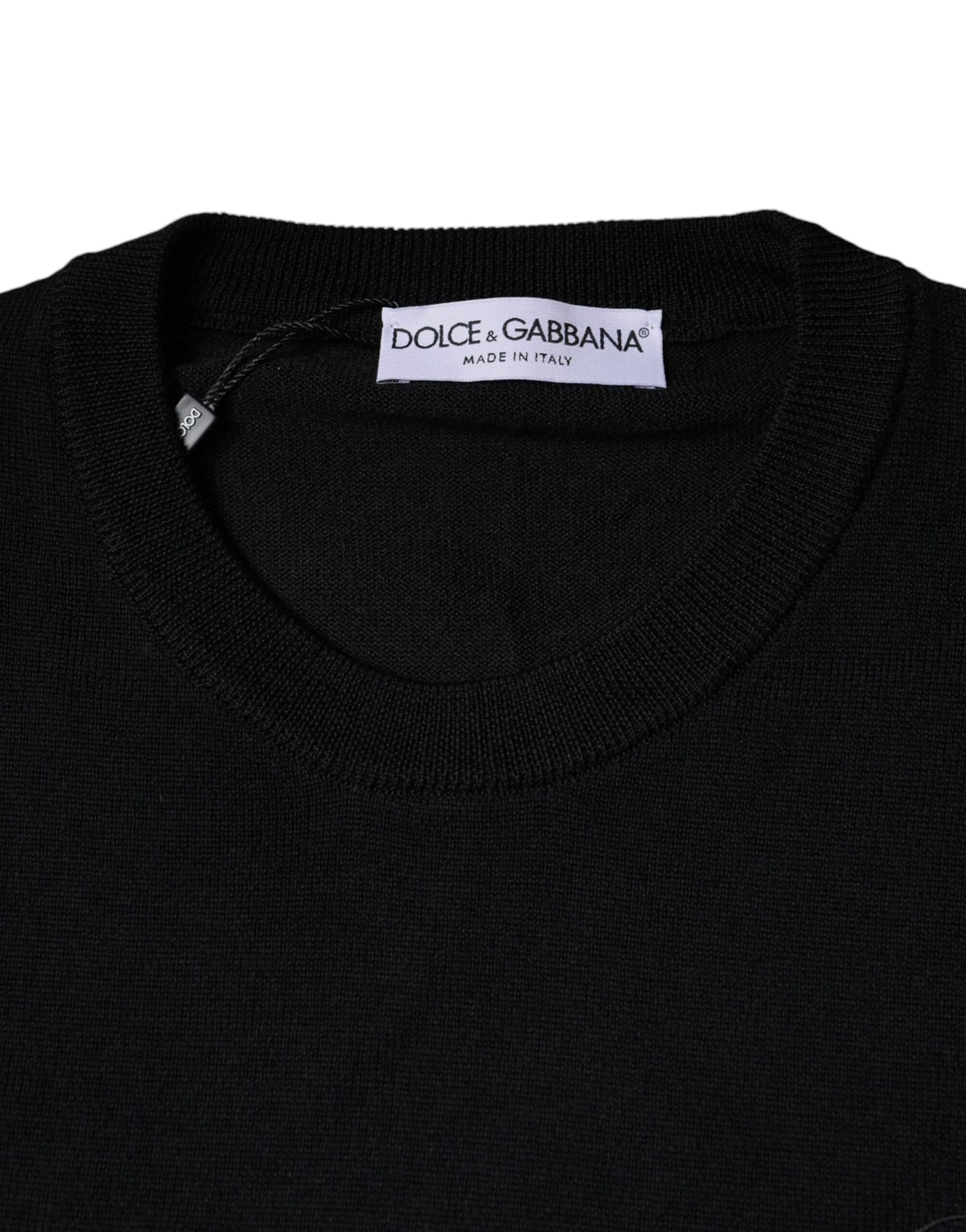 Dolce & Gabbana Black Wool Knit Crew Neck Pullover Sweater