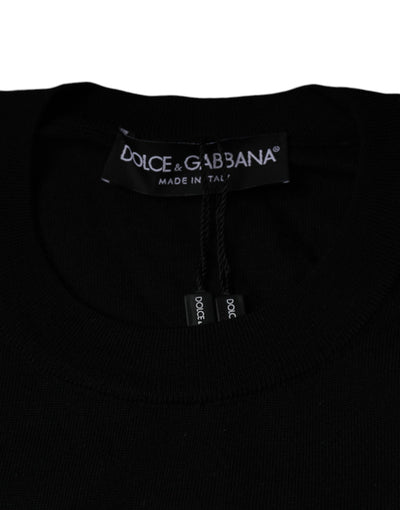Dolce & Gabbana Black Crown Heart Crew Neck Pullover Sweater