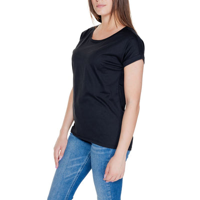 Vila Clothes Black Cotton T-Shirt