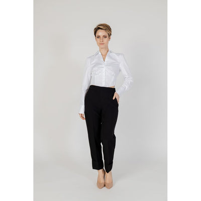Sandro Ferrone Black Polyester Dress Pants