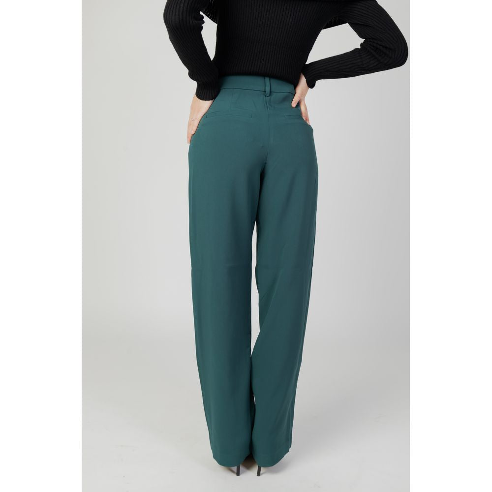 Vila Clothes Green Recycled Polyester Pant