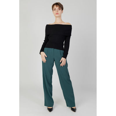 Vila Clothes Green Recycled Polyester Pant