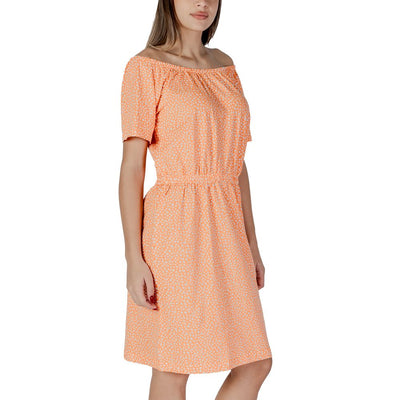 B.Young Orange Cotton Short Dress