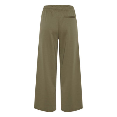 ICHI Green Recycled Polyester Flared Pants