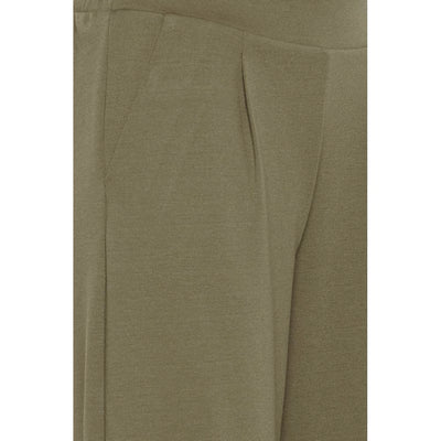 ICHI Green Recycled Polyester Flared Pants