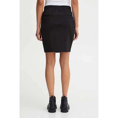 ICHI Black Polyester Mini Skirt