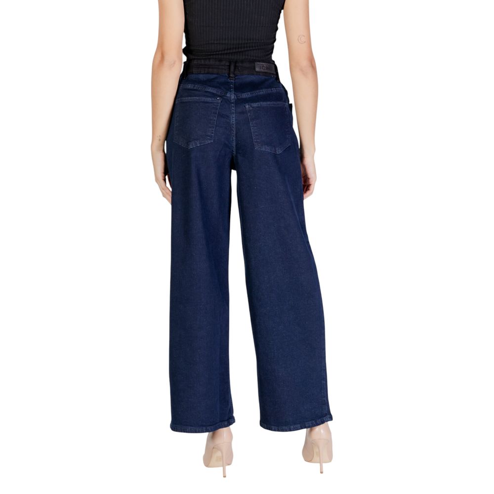 ICHI Blue Cotton Casual Pants