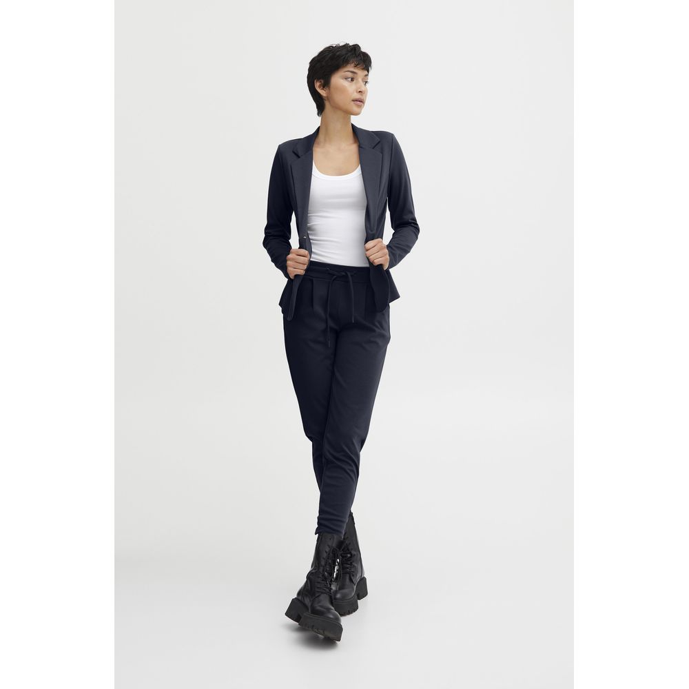 ICHI Blue Polyester Pant