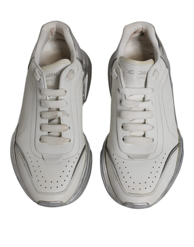 Dolce & Gabbana White Silver Daymaster Low Top Sneakers Shoes