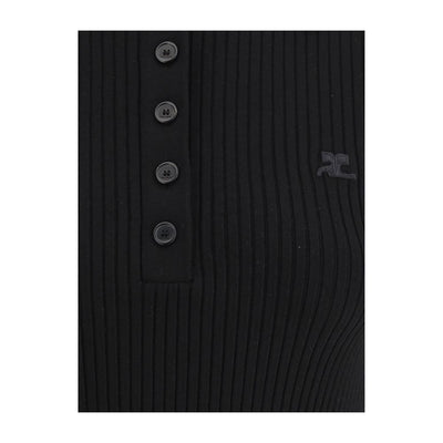 Courrèges Black Viscose Polo Shirt